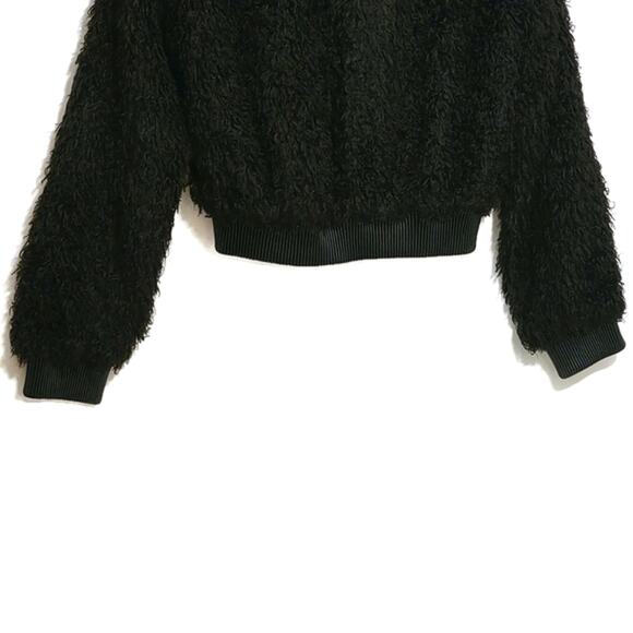 ZARA WOMAN Faux Fur Teddy Bomber Jacket Black Crop Coat Fall Winter Layering S - Picture 11 of 16